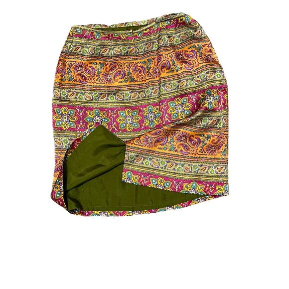 Cardiere‎ et cie Pure Silk Mixed Print Paisley & Floral Mini Pencil Skirt Size 6 - Picture 6 of 10